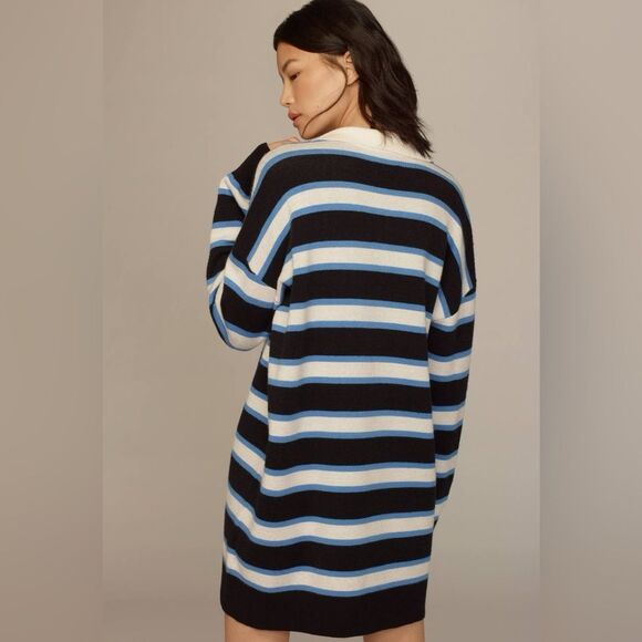 By Anthropologie Maeve Color Block Mini Sweater Dress M NWT - Picture 9 of 11